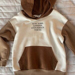 H&M Brown and Cream Hoodie with City Print
